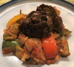 ラタトゥイユ、鶏のレバーのソテー